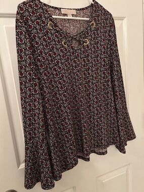 MICHAEL Michael Kors Red & Black Lace-Up Long Sleeve Tunic